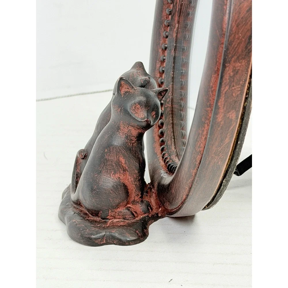 Two Cats Looking in Mirror Oval Tabletop Accent Mirror Polyresin 7